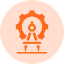 Engineering excellence award icon with gear and trophy in orange
