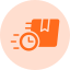 Fast delivery icon with timer clock for shipping speed and tracking