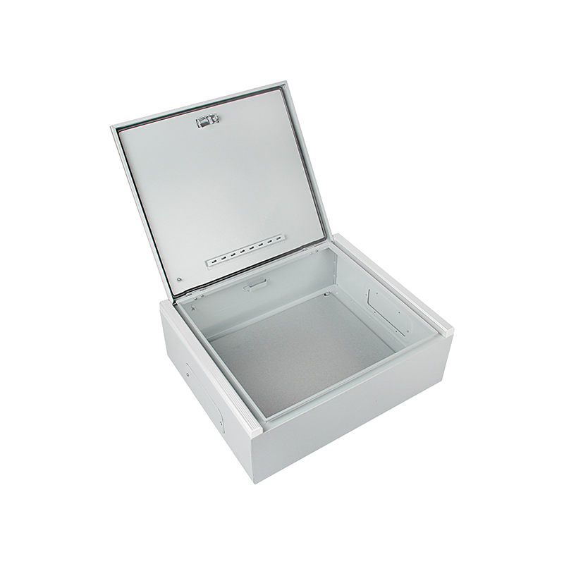 Open white luxury gift box with hinged lid and deep compartment on white background.