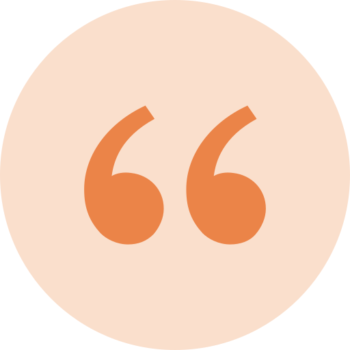 Orange quotation marks icon on beige background, minimalist quote symbol