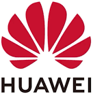 Huawei logo with red fan emblem and black HUAWEI text on white background.
